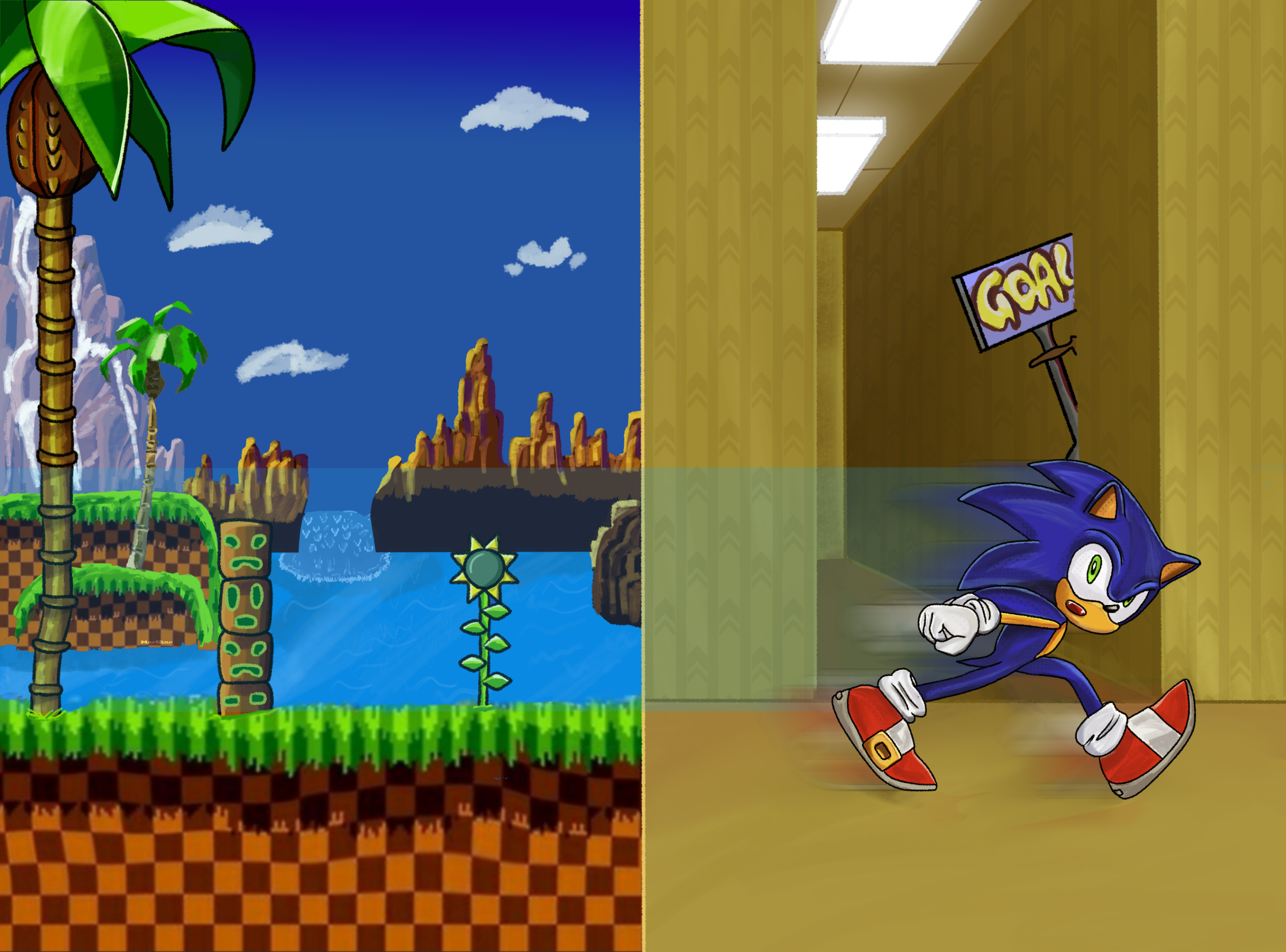 Sonic enters the backrooms