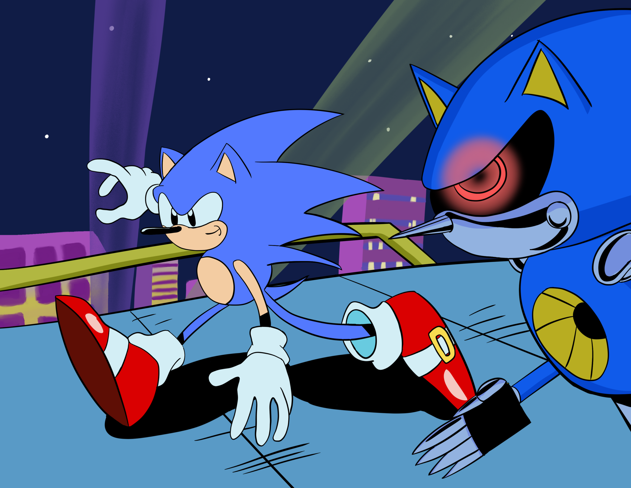 Sonic Vs. Metal Sonic Race On Stardust Speedway