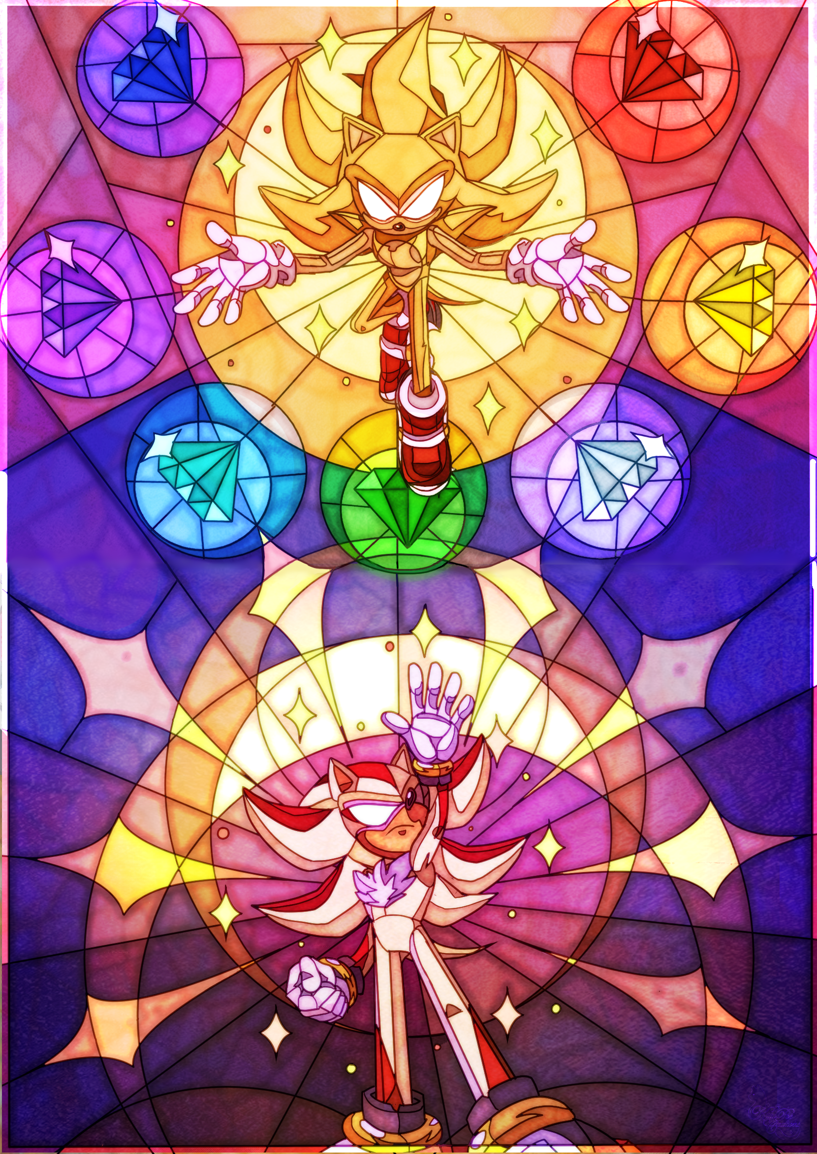 Super sonic and Super shadow glass painting