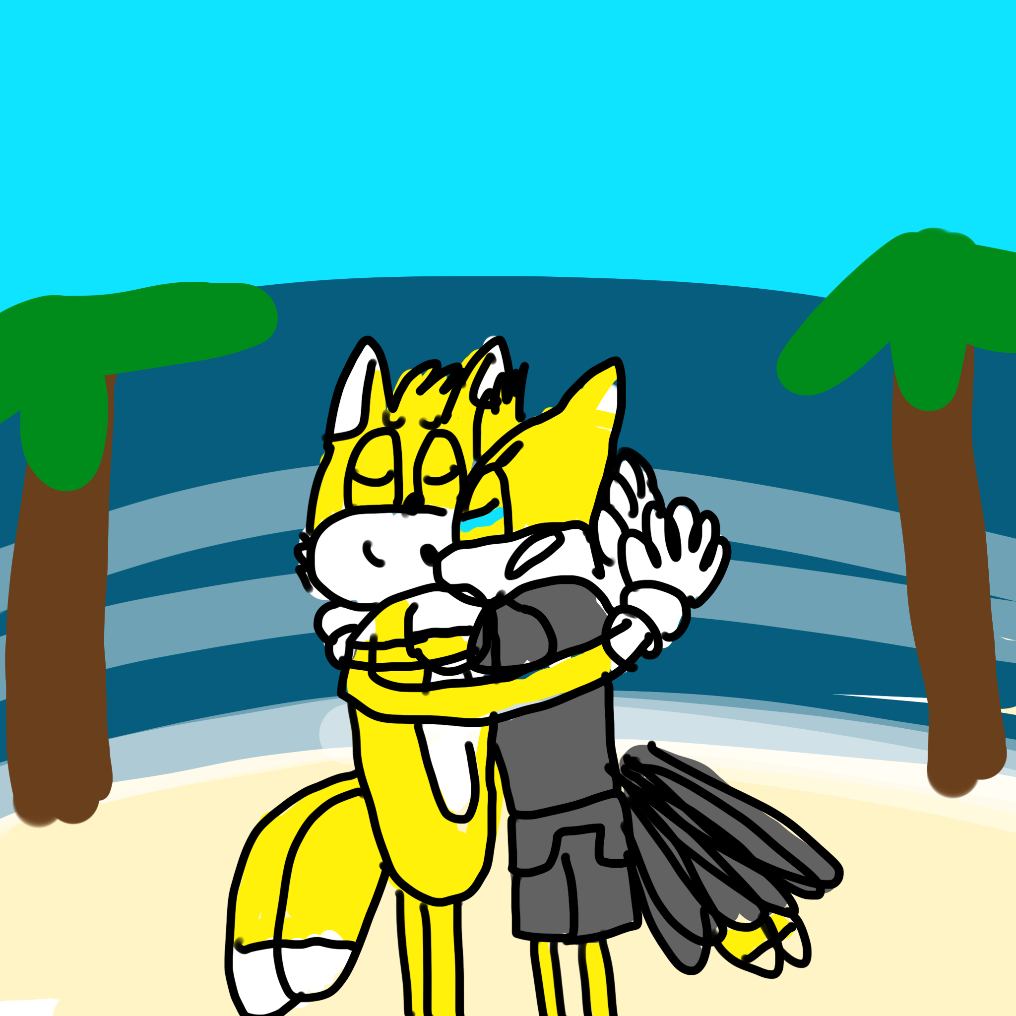 Tails comforting Nine